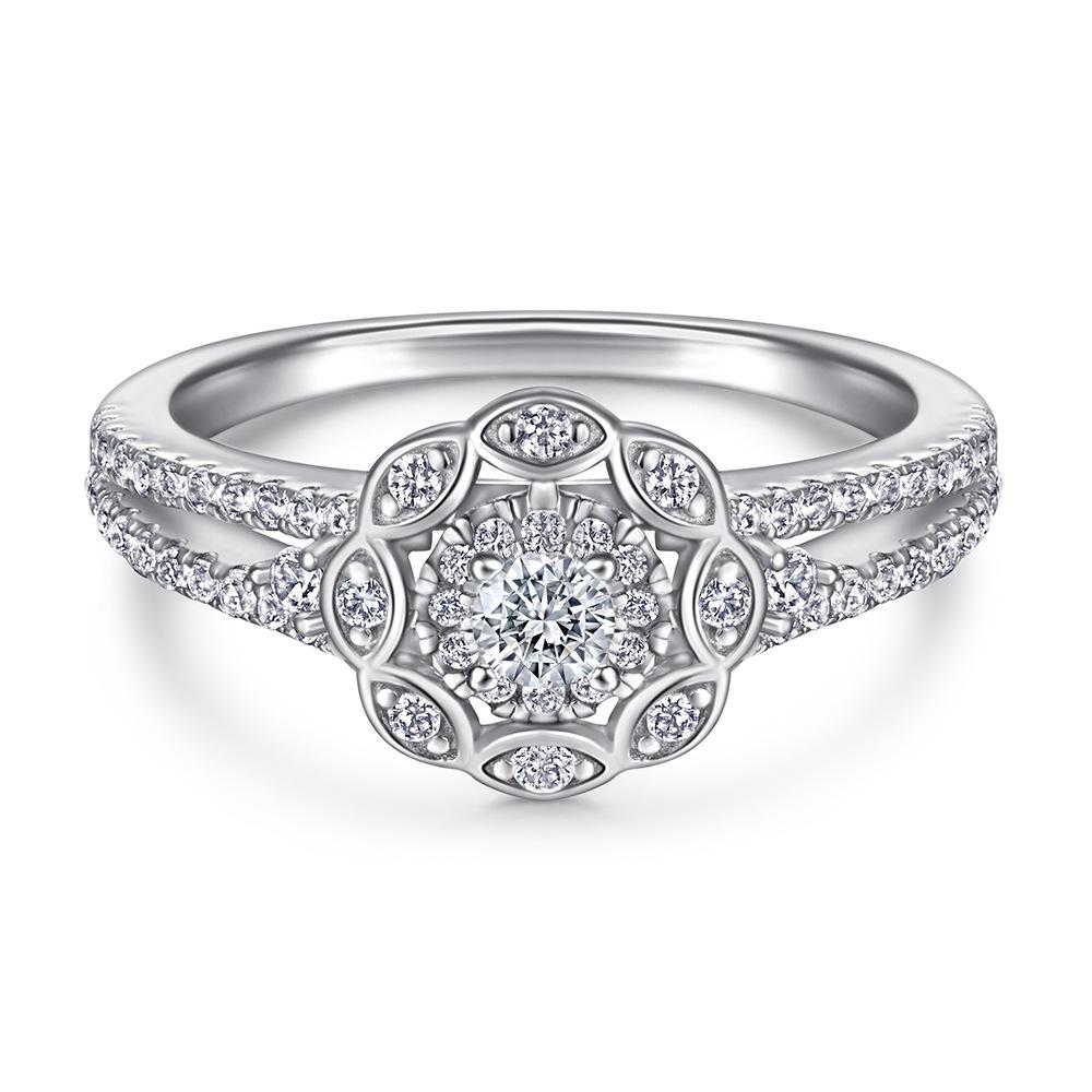 Lindon Klassisk 925 Sterling Sølv Zircon Ring Dame Smykker Bryllup Løfte Party Gift