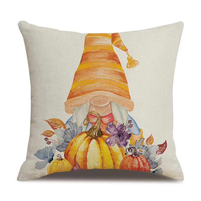 Thanksgiving Linen Pillowcase Autumn Pumpkin Print Pillow Cushion Cover