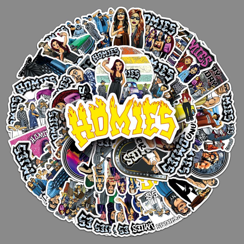 50 American Retro Doodle Personalized Homies Cartoon Decorative Skateboard Water Cup Suitcase Waterproof Stickers