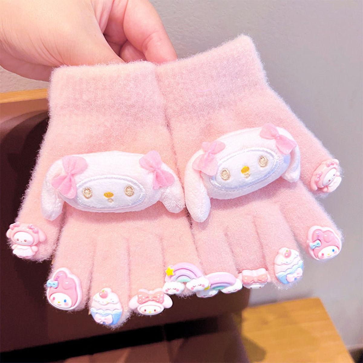 

Kuromi Fashion Comfort Cartoon Cute Gloves Winter Cold-Proof Warm Children Gloves,Birthday gift for children Suitable ages 3-12