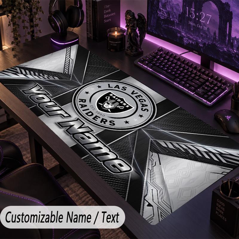 Large Mouse PadLas Vegas Raiders Custom Name Text Personalized Desk Mat Non Slip Gaming Pad