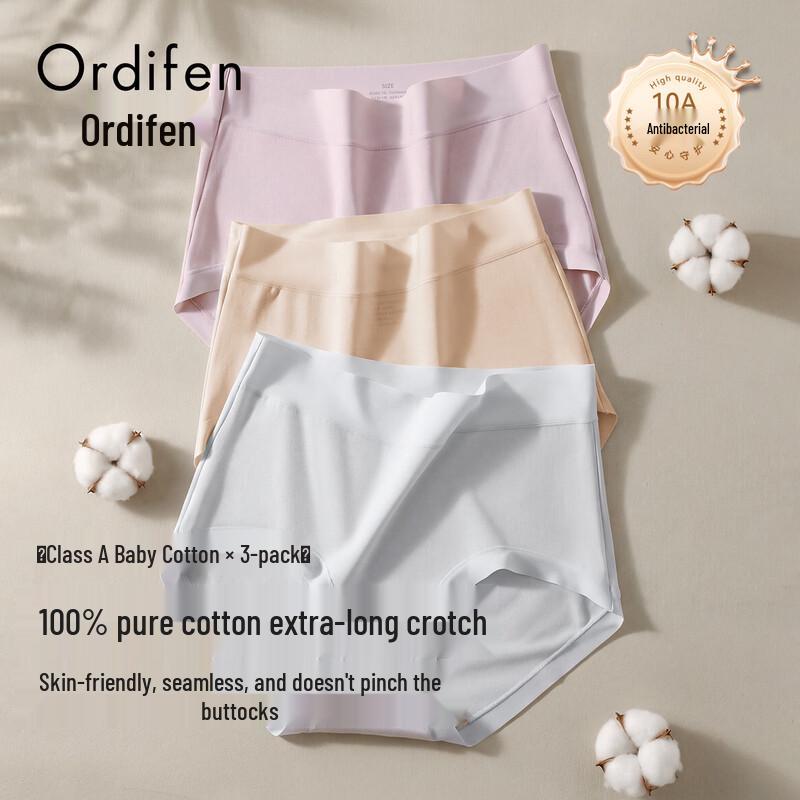 Ordifen Women's Plus Size 10A Antibacterial Seamless Cotton Briefs