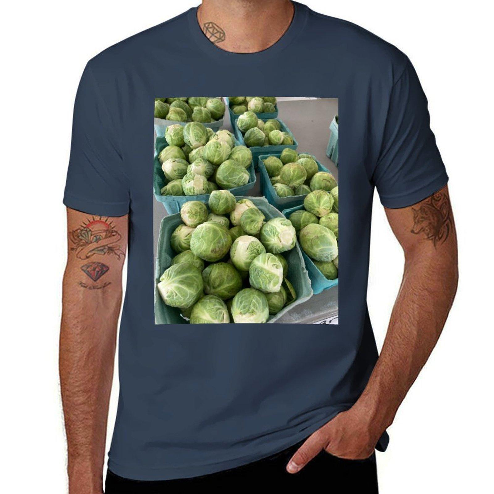 Brussel Sprouts TShirt Basic Solid Color Short Sleeve Cotton Top S