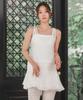 LOSSYROW Sheer Ribbon Balloon Dress White