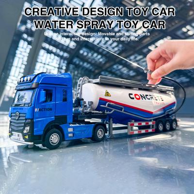 1:50 Toy Car Model Highly Simulated Transport Tanker Truck Toy Model with Water Spray Function for Children