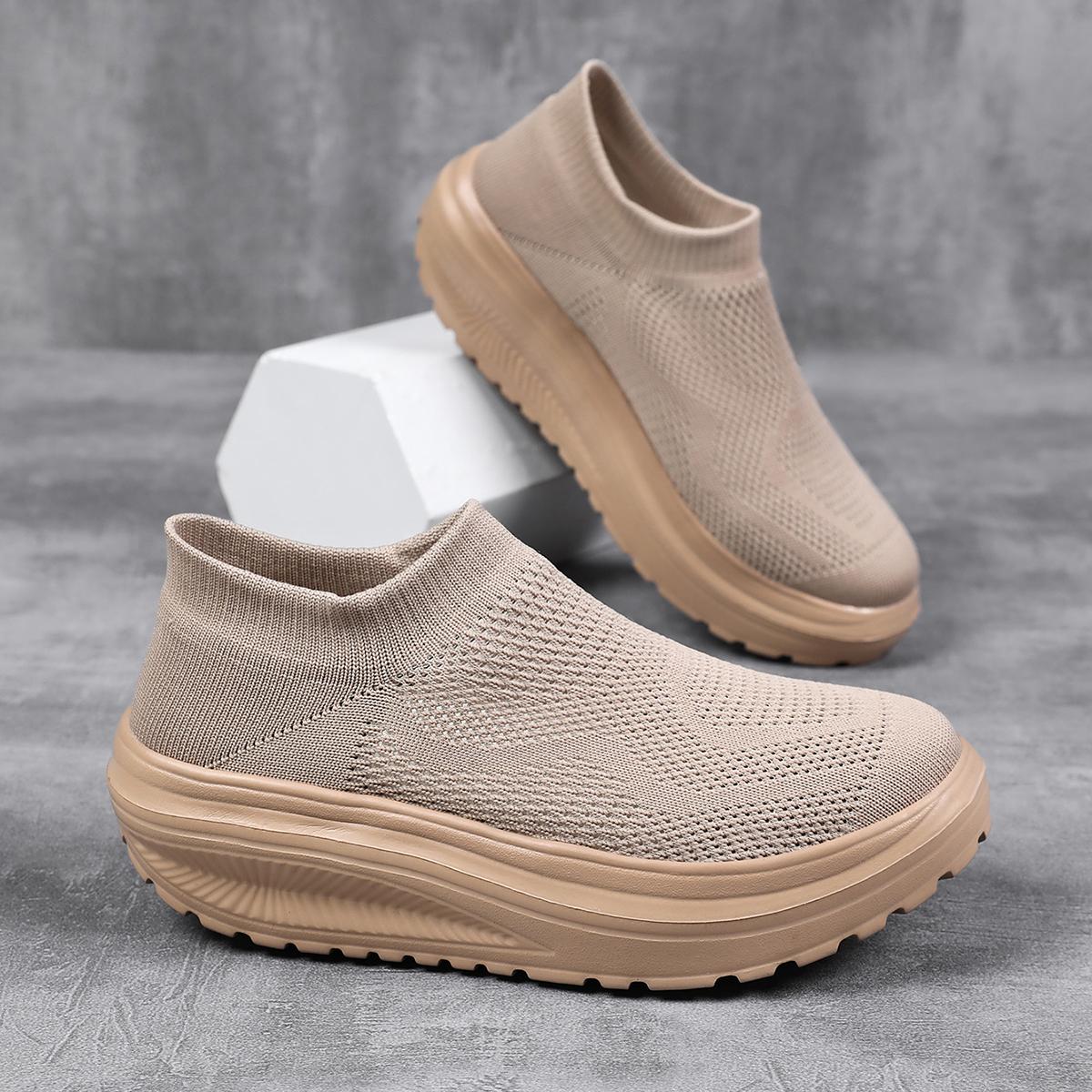 

TUINANLE Жіночі туфлі на танкетці Весна Літо Зручні Спортивні кросівки на товстій підошві Нековзкі для жінок Дихаючі Робоче взуття 38 хакі