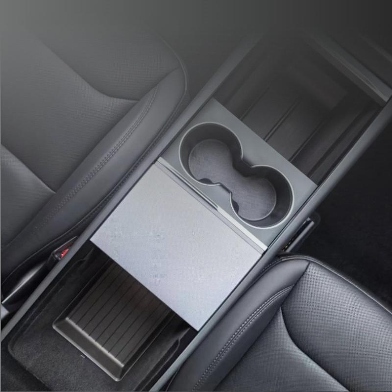 For Tesla New Model Y Juniper 2025 Midtkonsoll Oppbevaring & Armleneboks Nedre Bunnmatte Organizer Brett Kortholder Tilbehør