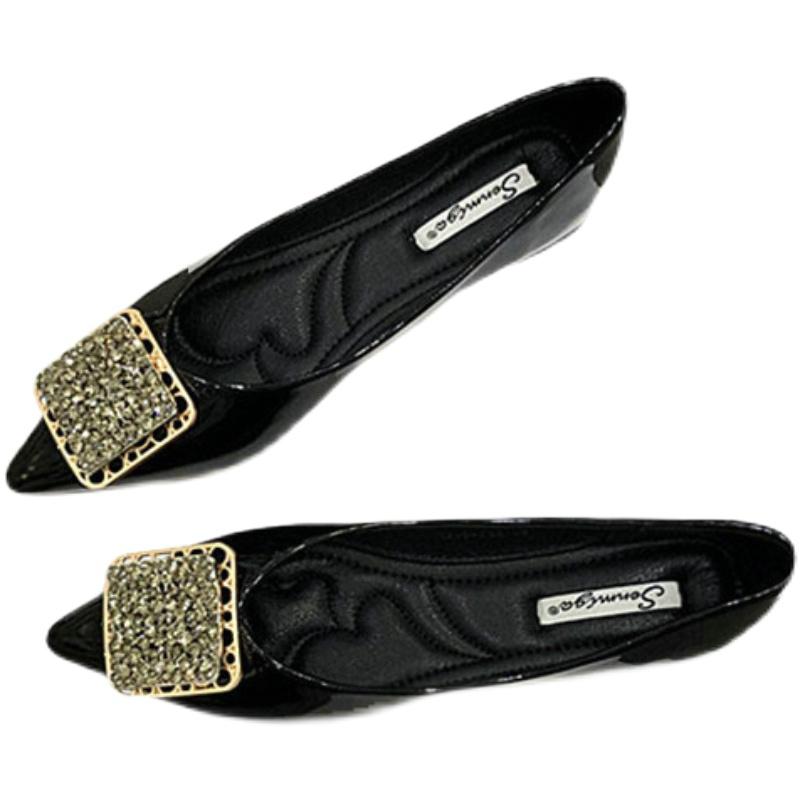 Mode Spitzschuh Ballerinas Damen 2025 Sommer Damenschuhe Pumps Schuhe mit weicher Sohle Mode Strassschnalle Vier Jahreszeiten Einzelne Schuhe