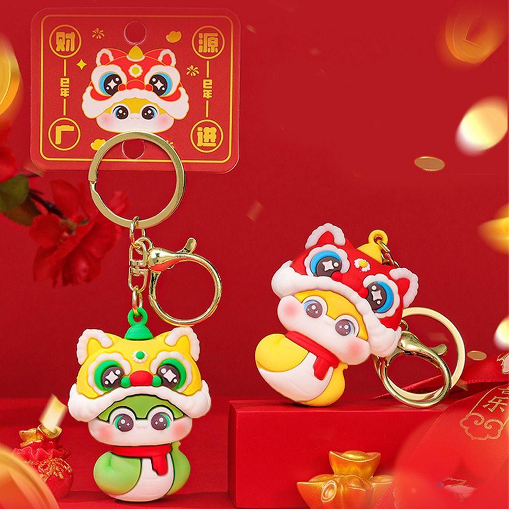 Cute Lucky Snake Key Ring Blessing Chinese New Year Pendant Creative Snake Year Keychain  Kids
