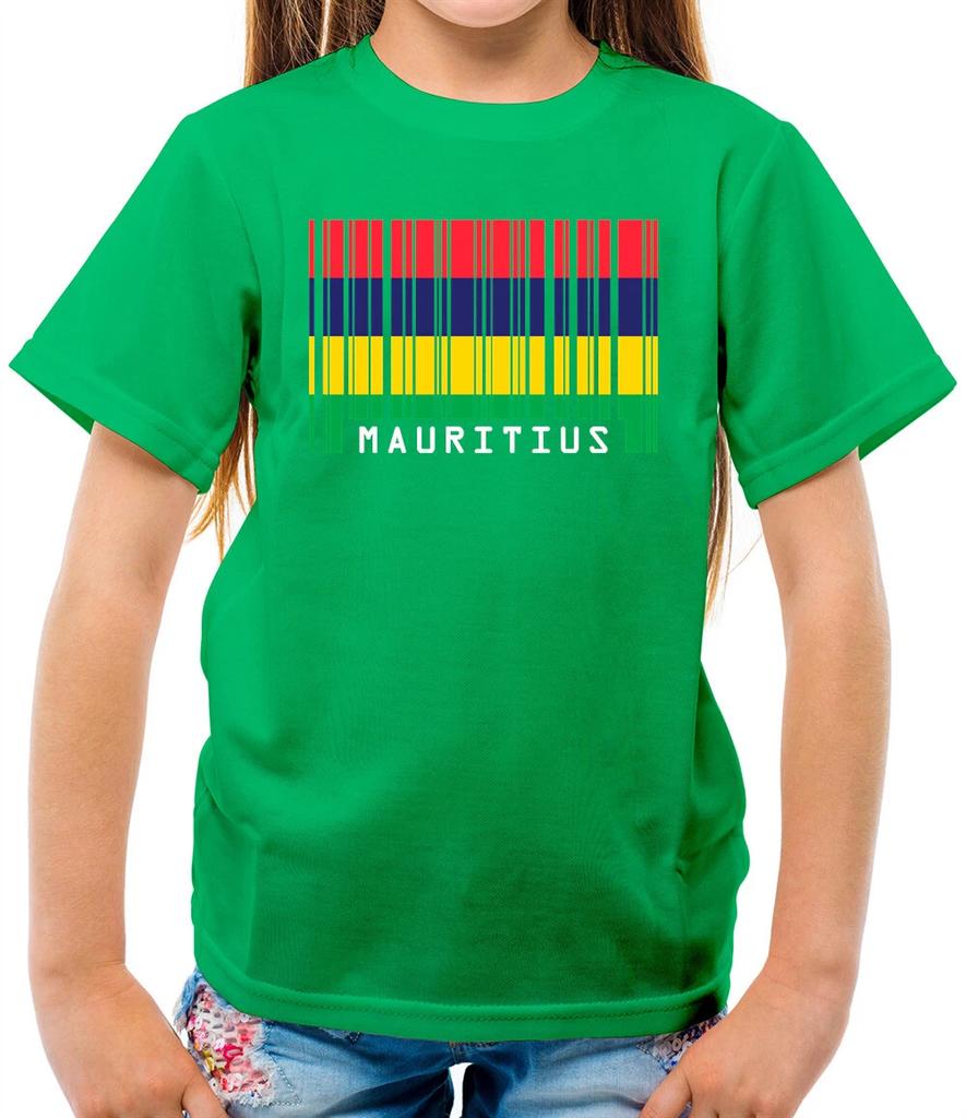 Mauritius Barcode Style Flag - Kids T-Shirt - Mauritian - Country - Travel -Gift