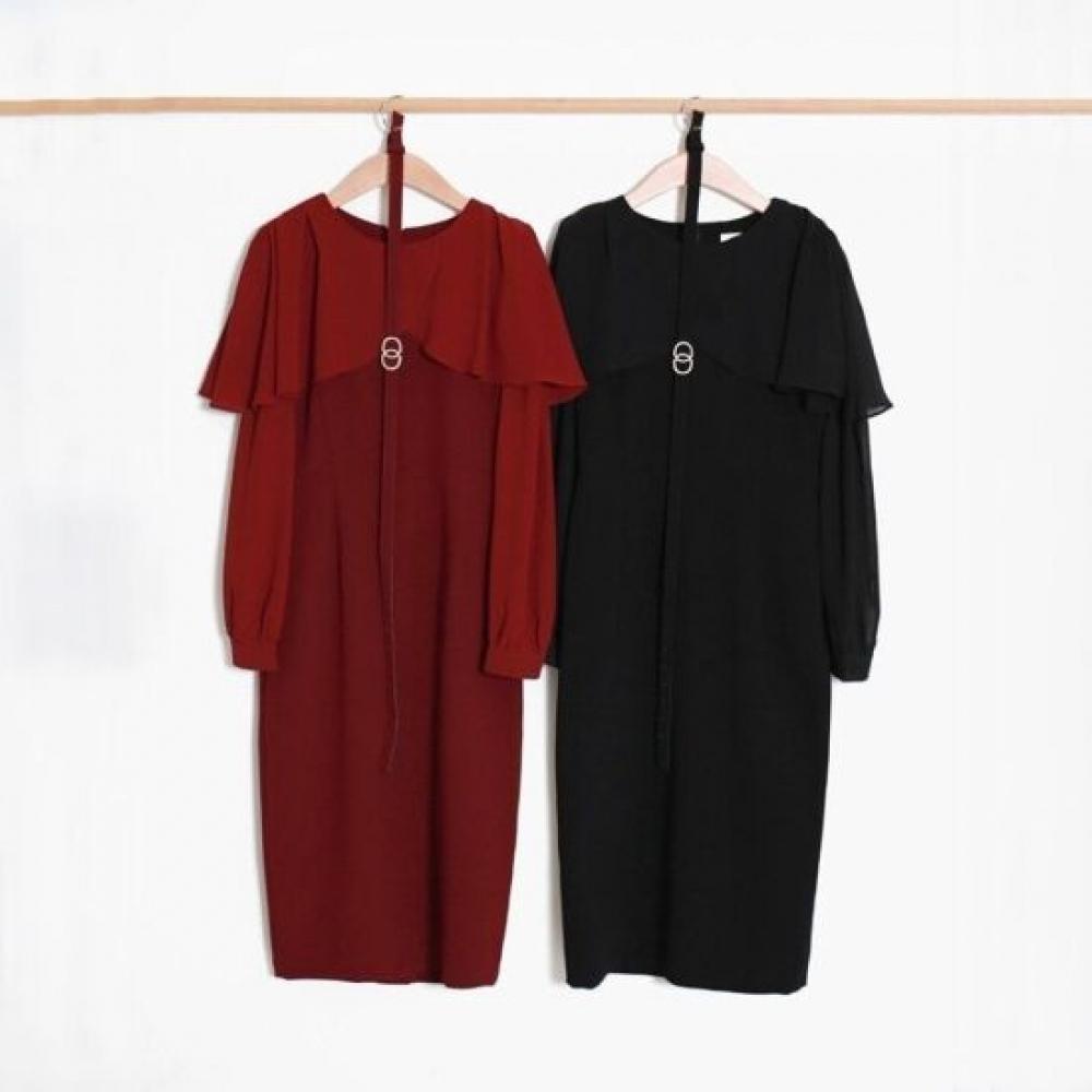 Style Latte Women Cape CHacHa H Line Midi Dress Belted Formal Dress