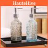 Elegant Transparent Glass Soap Dispenser 420ml Square Ribbed Bottle For Liquid Soap