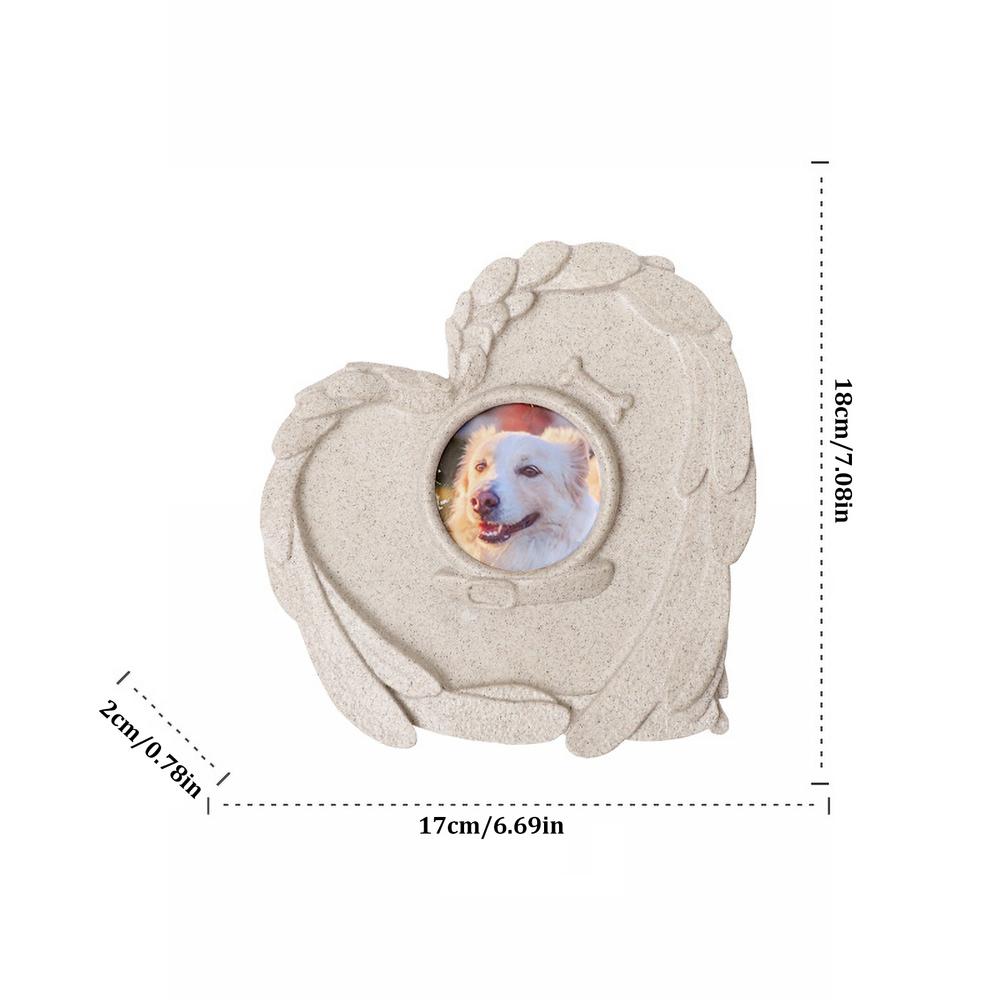 Dog Memorial Stone Garden Stone Heart Shape Keepsake With Photo Frame Sympathy Memorial For Cemetery Decoration
