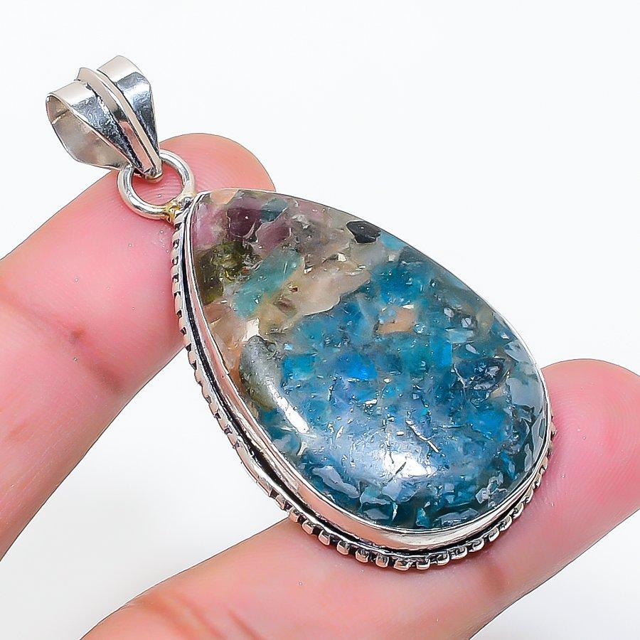 Natural Tourmaline Gemstone Handmade 925 Sterling Silver Pendant 2.05  AP-15024