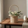 Woven Flower Basket Handwoven Handmade Imitation Rattan Versatile Home Decor for Picnic,