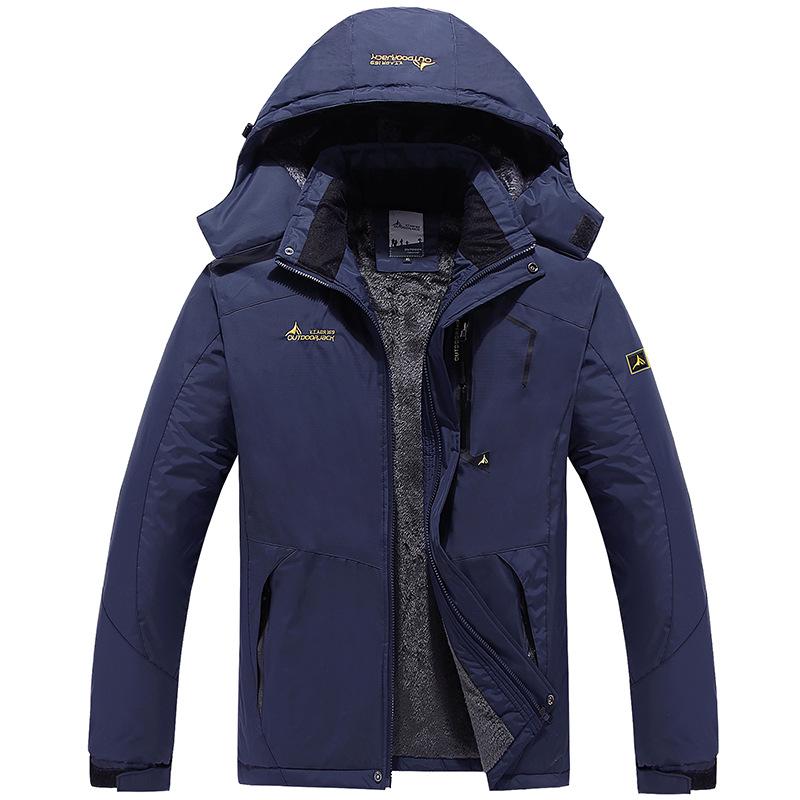 Men's Winter Windproof Fleece-Lined Cotton Jacket - Thickened Outerwear for Outdoor Cold-Weather Protection