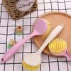 1PCS Long Handle Pan Pot Brush Sink Dish Bowl Washing Cleaning Brush Wheat Straw Fiber Brush Stain Removal Kitchen Cleaning