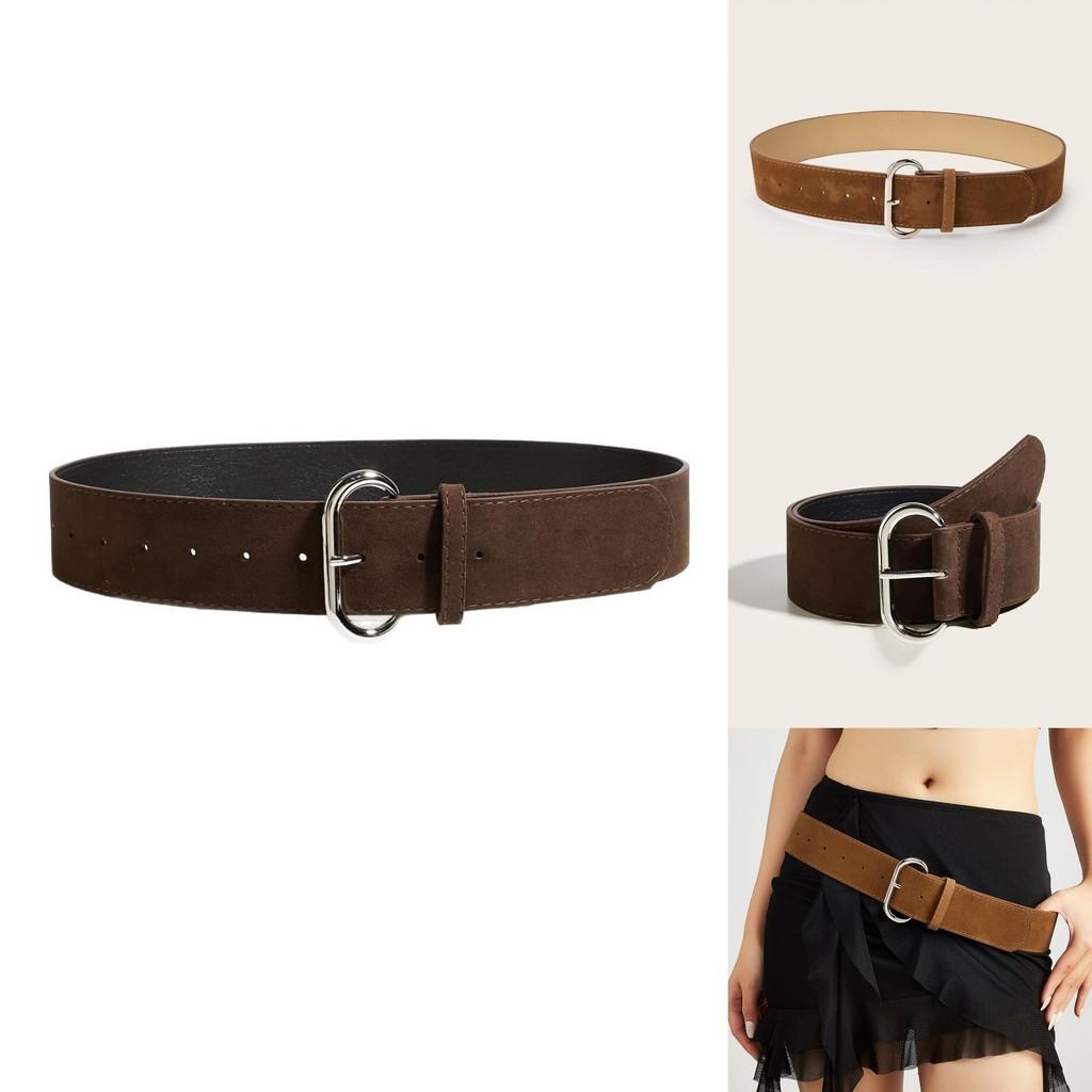 Street Style Solid Color Suede Women Casual Wide Belt For Trendy Womens Accessories