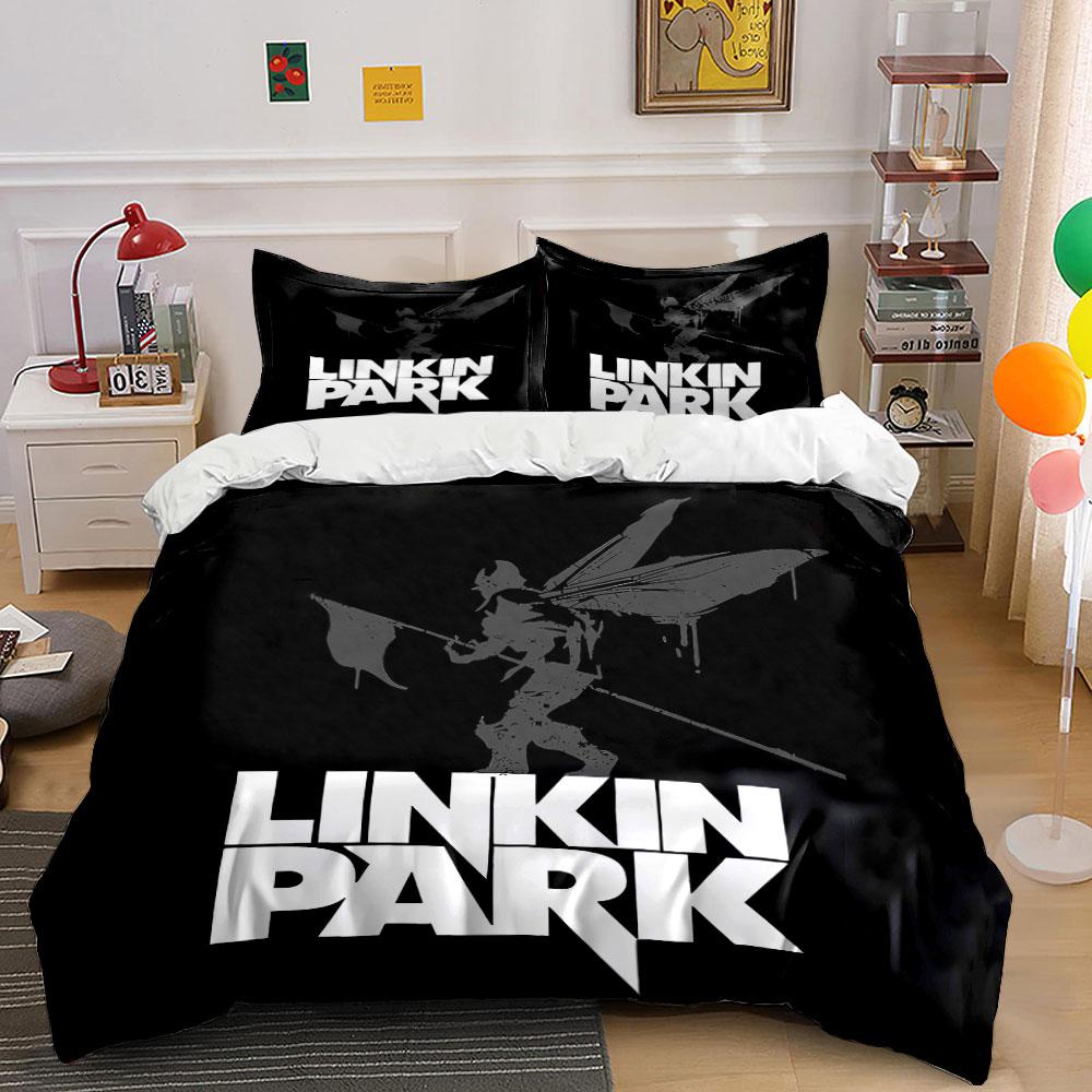Set Biancheria da Letto a Tema Linkin Park Copripiumino Federe  (1 * Copripiumino 2 * Federe, senza piumino)