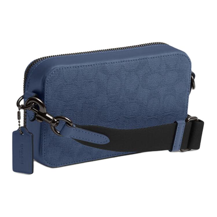 Coach Charter 19 Brand Full Print Pattern Zipper Closure Exquisite Calfskin Crossbody Shoulder Bag Small Men Bags Blue CU207-D61