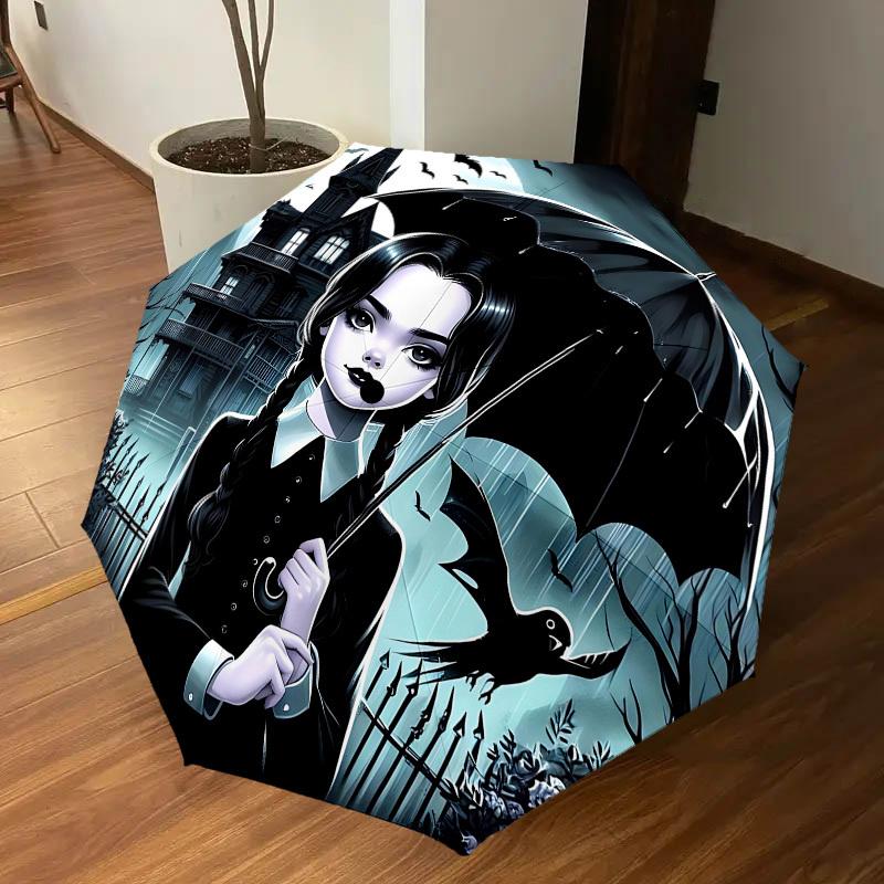 1PC Haunted House Umbrella Umbrella-8-Rib Reinforced, Automatic Open, Lightweight & Durable, Cute Fashion Accessory for Outdoor-K1249