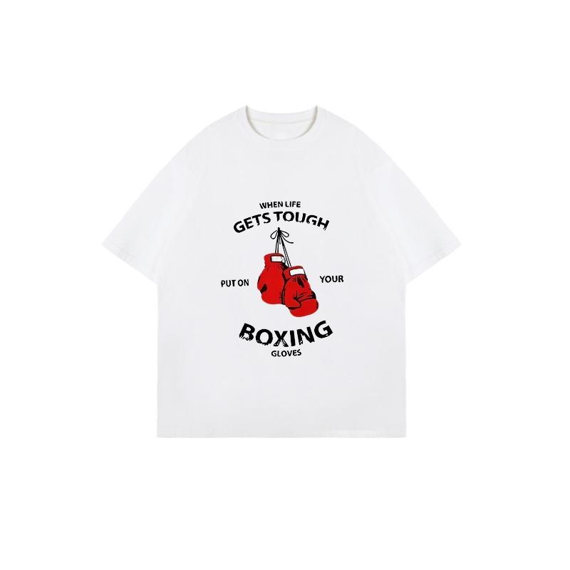 Oversized T Shirt Black Boxing Gloves And Motivational Quote Graphic Print Casual Wear For Women