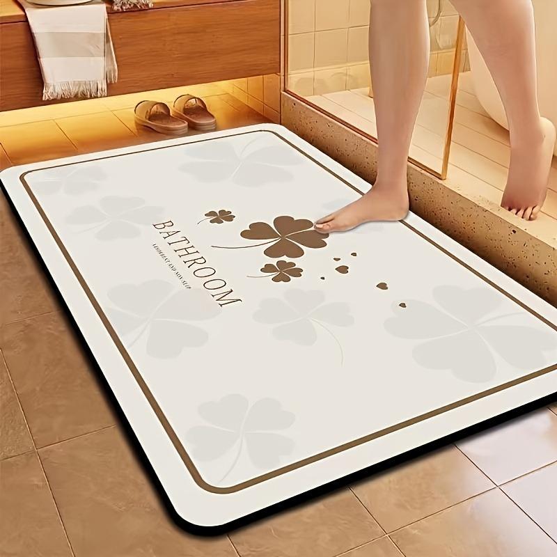 1 x non-slip floral pattern bathroom floor mat, quick drying soft diatomaceous earth carpet for RV and outdoor use