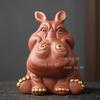 1PCS Creativity Purple Clay Tea Pet Handmade Hippo Statue Ornaments Desktop Crafts Chinese Tea Set Decoration Accessories