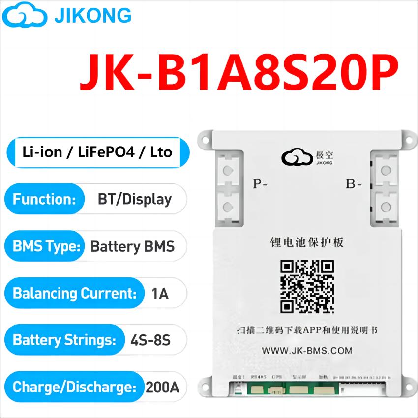 JIKONG Jk Bms B2A24S20P 2A Active Balance Bms 8S 10S 12S 16S 17S 20S 24S Smart Bms 100A 150A 200A Lifepo4 Li-Ion Lto Battery BMS