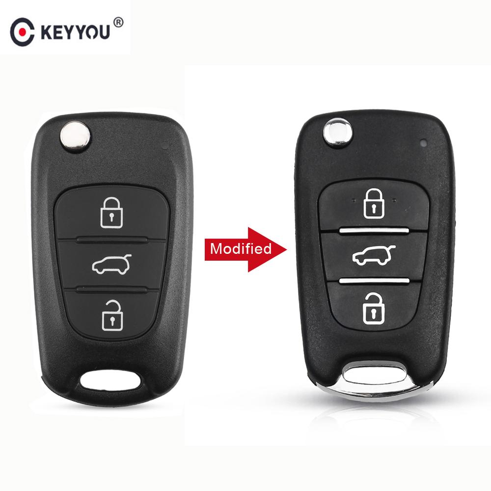 KEYYOU 3 Button Filp Modified Remote Control Car Key Shell Case Fob For Hyundai I30 IX35 Avante For Kia K2 K5 Sorento Sportage