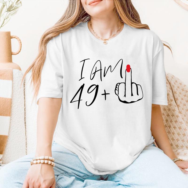 50th Birthday Party Tee for Mom I Am 49 Middle Finger T Shirts Birthday Party Tshirt 50th Birthday Gifts for Women Tshirt Tops