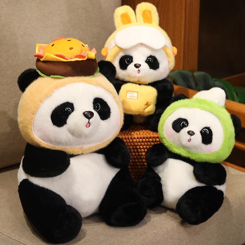 30/40CM Foodie Panda Plush Toy Ice Cream Hamburger Take-Out Food Panda Super Full Soft Chinese Animal Doll Children's Birthday