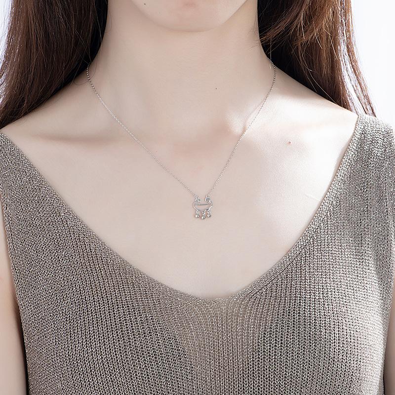 Concentric Long Life Lock Necklace for Women Korean Short Sweater Pendant Collarbone Chain