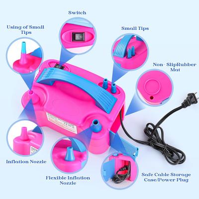 600W 110V/220V Electric Balloon Pump, Portable Automatic Inflator with Tying Tools for Birthday Balloons Party Decorations