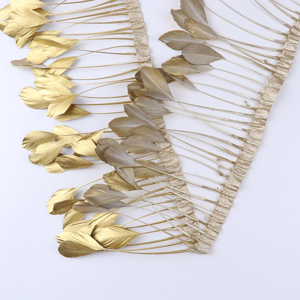

2 метра, золотистая, серебряная, гусиная бахрома с отделкой из гусиных перьев, украшение для свадебной вечеринки, высокое качество, лента с гусиными шлейфами, праздничная одежда своими руками 15-20cm 6-8inches