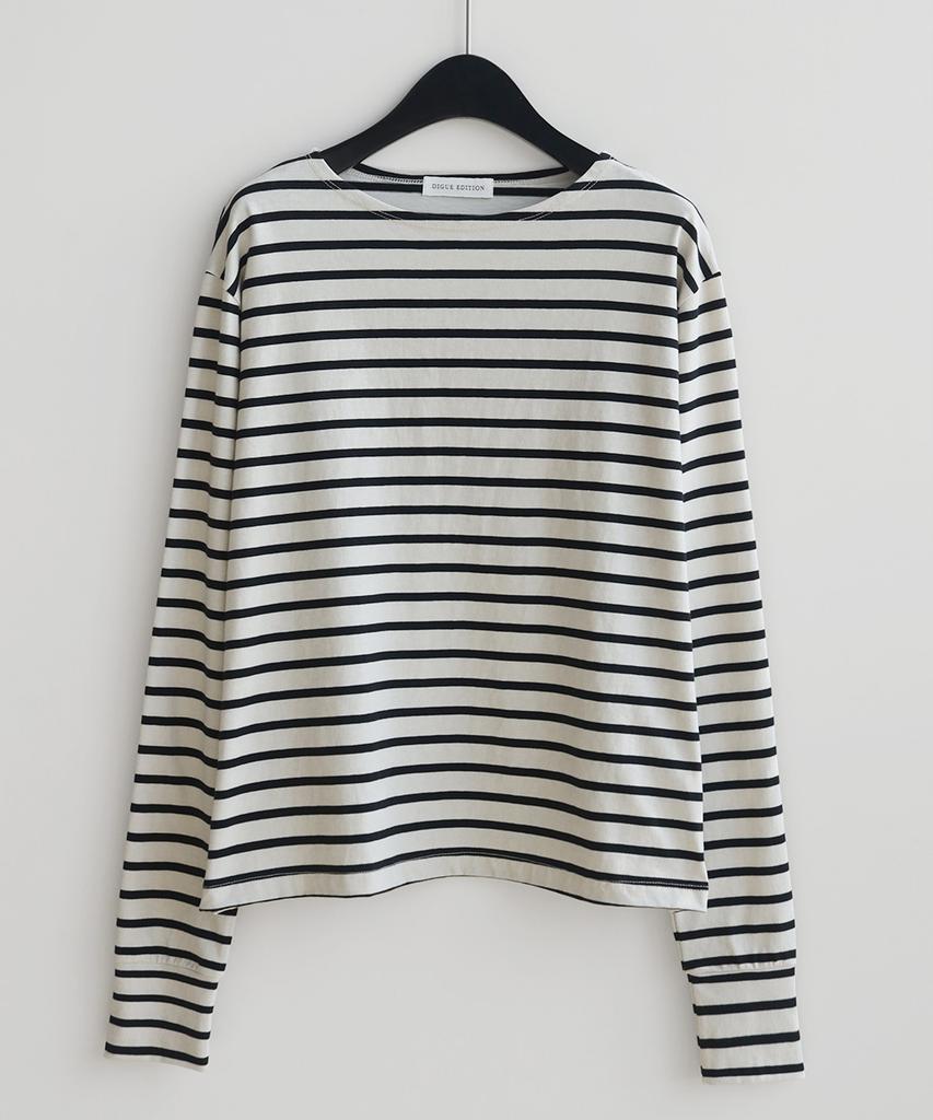 DIGUE Stone Boxy Stripe T (Beige)