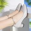  Women Cool Beige Pointed Toe Patent Leather Buckle Strap High Heel Shoes Lady Casual Black Comfort Office Pumps A1433
