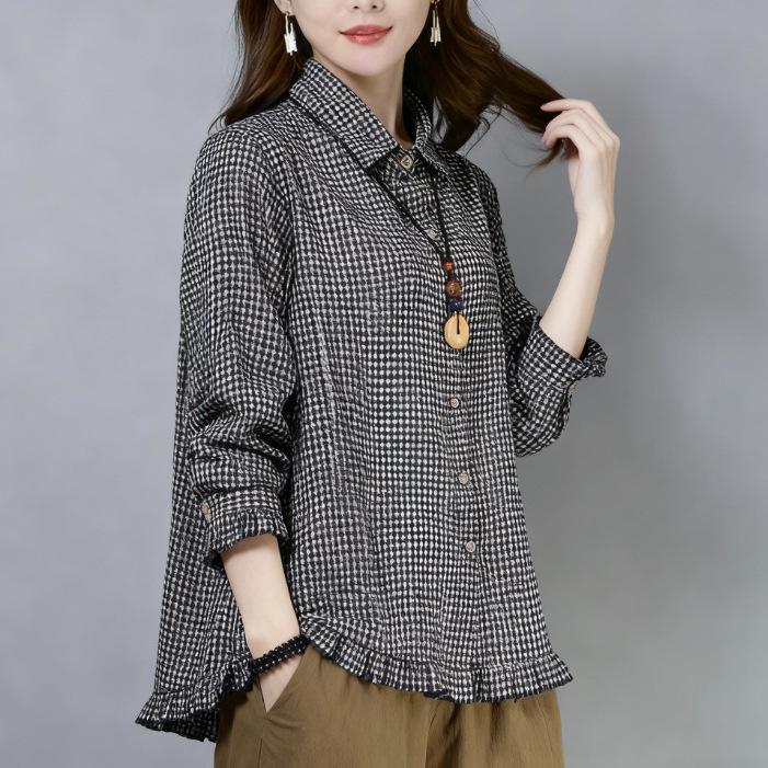 2026 Spring Plaid Long Sleeve Slimming Plus Size Women's Casual Shirt Jacket