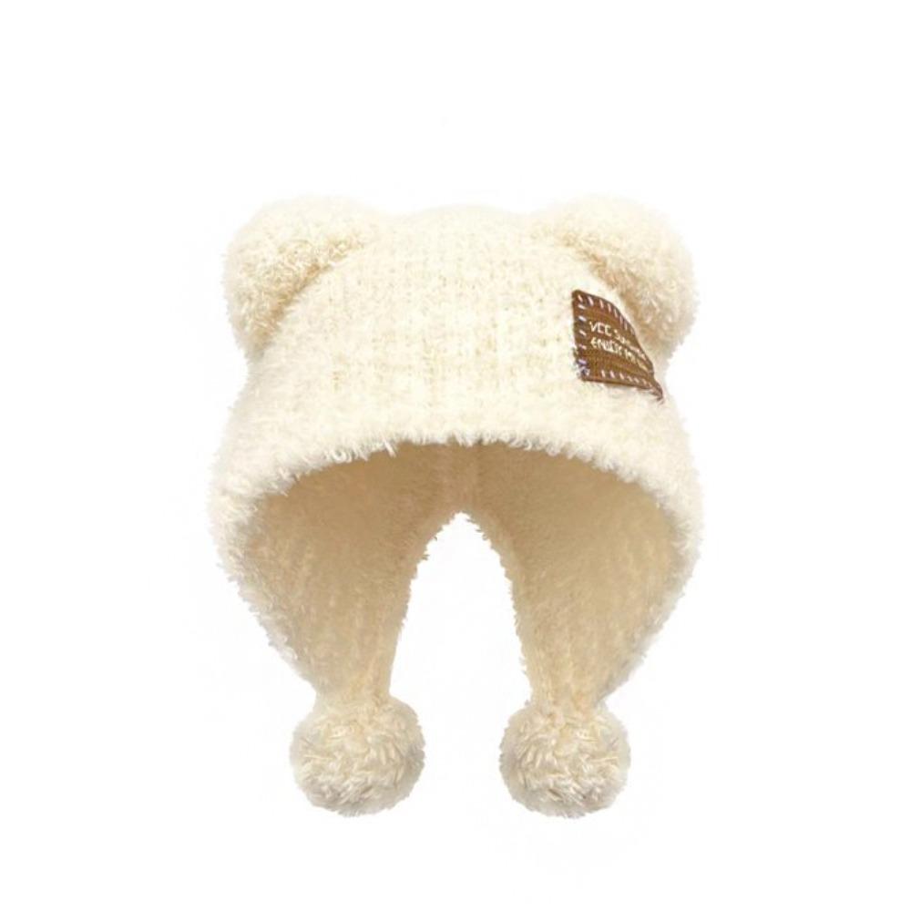 Bear Ears Little Bear Ears Hat Fluffy Winter Plush Hat Leisure Balaclava Hat  Female/Girls