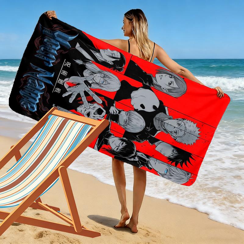 Name Custom Anime Jujutsu Kaisen Print Beach Towel, Large Soft Quick Dry Towel for Beach Camping Swimming