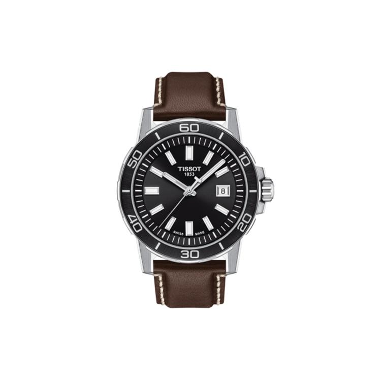 

TISSOT SUPERSPORT Quartz Movement Men s Watches Watch 44mm Black Dial Stainless Steel Case Genuine Leather Strap T125.610.16.051.00 Brown Strap