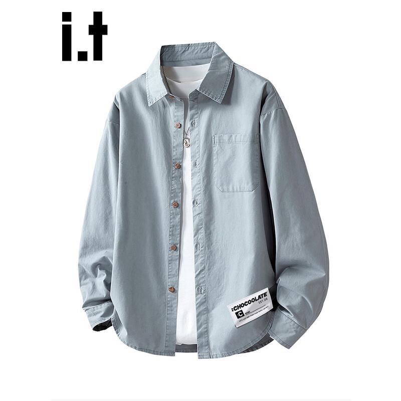 :CHOCOOLATEit Men's Loose Fit Cotton Long-Sleeve Shirt