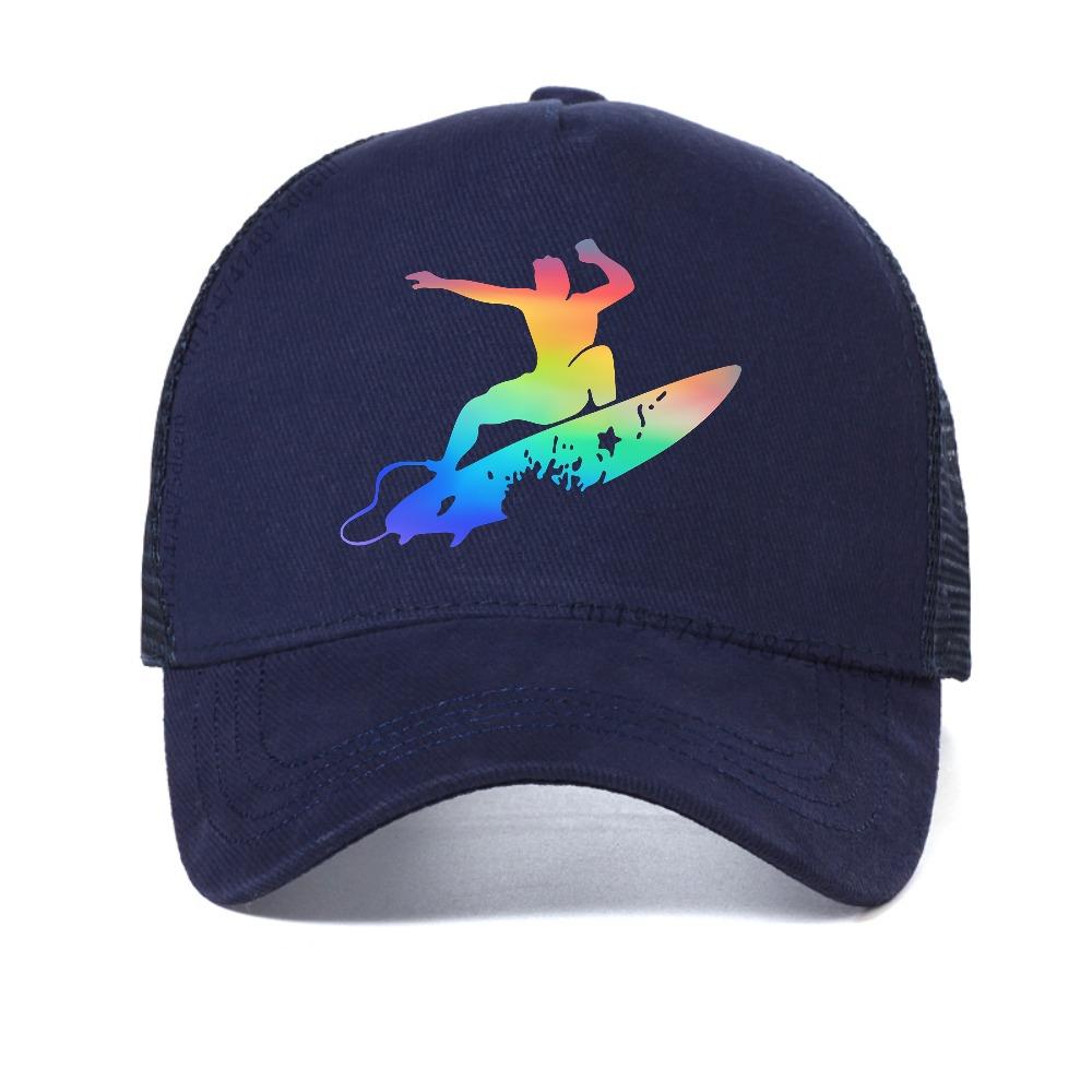 Hilarious Surf Wave Hawaiian Print Mesh Baseball Cap Fashion Adjustable Trucker Caps Casual Summer Sun Snapback Hats