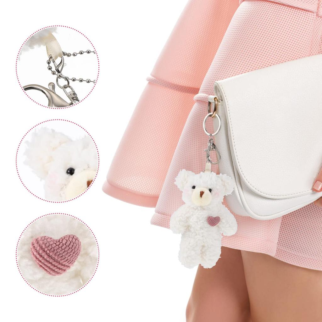 Pair of Bear Plush Fluffy Bear Christmas Birthday Gifts [CALLARON] Keychains, 2-Piece Set, Keyrings, Toys, Kids, Gifts,