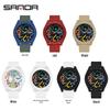 Sanda 9021 Silicone Bezel Quartz Watch: Unisex Digital Fashion Wristwatch