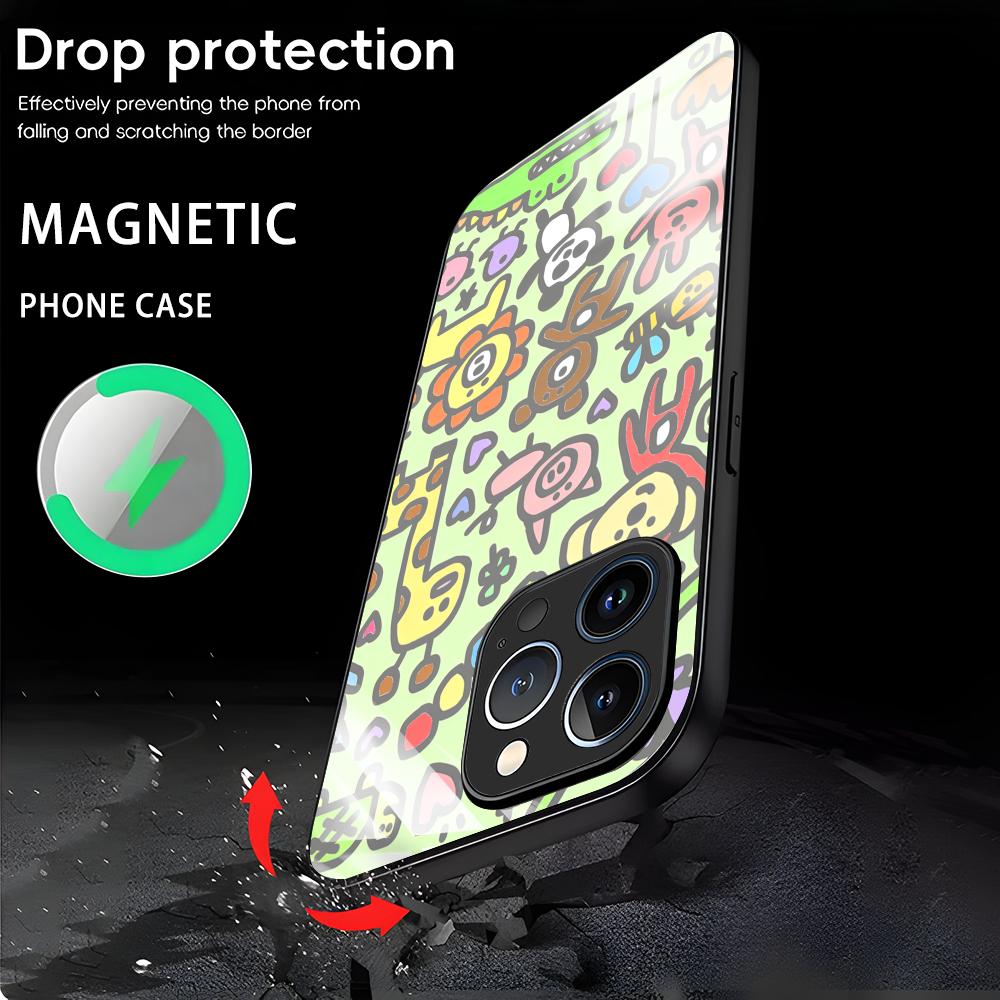 Cute Giraffe Phone Case For iPhone17 16 15 14 13 12 11 X XR XS 8 Plus Mini Pro Max Glass Magnetic Case