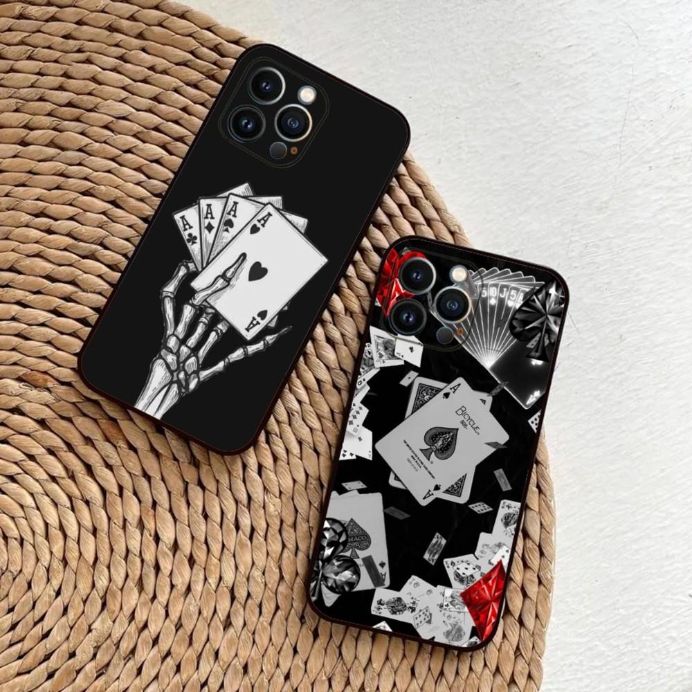 Poker Playing Card Phone Case For iPhone 15,14,13,12,11,Plus,Pro Max,XS,X,XR,SE,Mini,8,7 Soft Silicone Black Cover