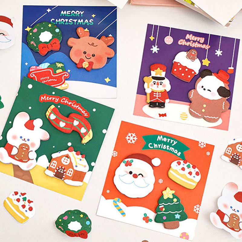 60Sheets Cartoon Christmas Sticky Notes Cute Shaped Memo Pad Christmas Gift Decoration Self-Adhesive Bookmarks School Supplies