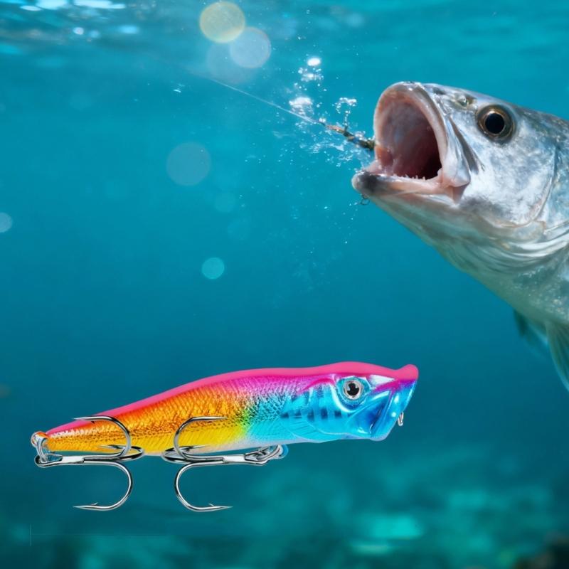 Colored Artificial Lures Features Double Hook and Slow Sinking Properties for Enhancing Fish Attraction