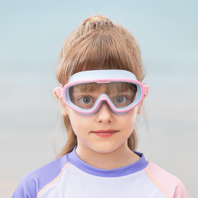 Kids Swimming Goggles Waterproof Adjustable Silicone Child Swim Glass Anti-fog UV Protection Big Frame Eyewear with Case